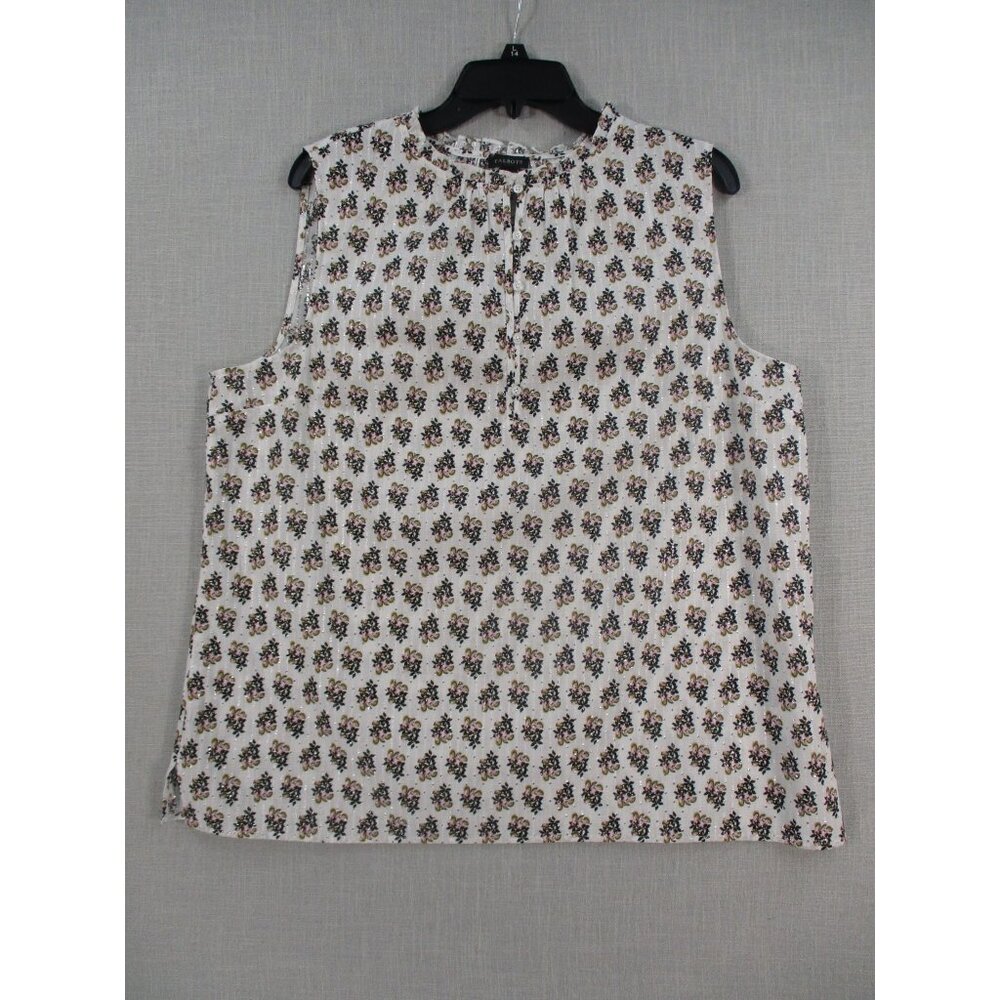 Talbots Womens Sleeveless Floral Blouse XL - Cotton & Polyester Blend
